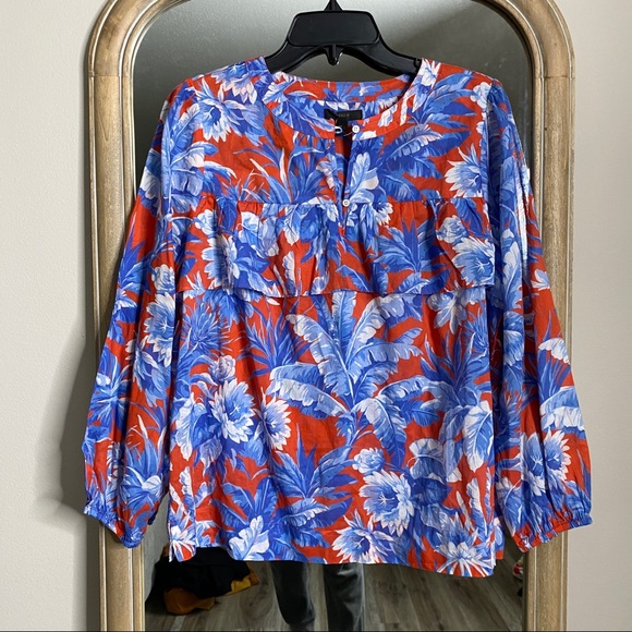 J. Crew Ratti Rio Ruffle Blouse Top size M medium - Picture 3 of 8